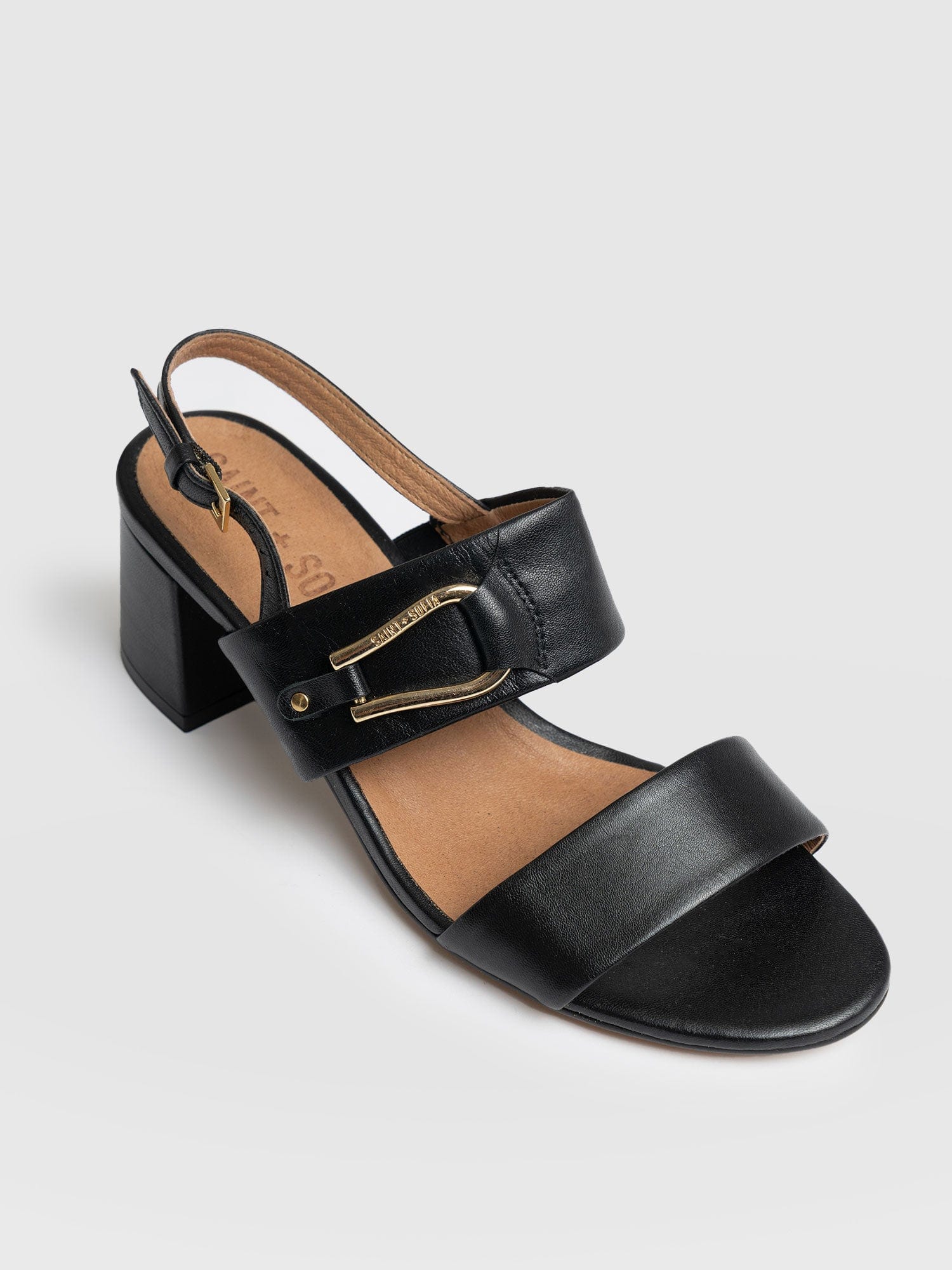 Maida Block Heeled Mules - Black - Women's Shoes | Saint + Sofia® EU